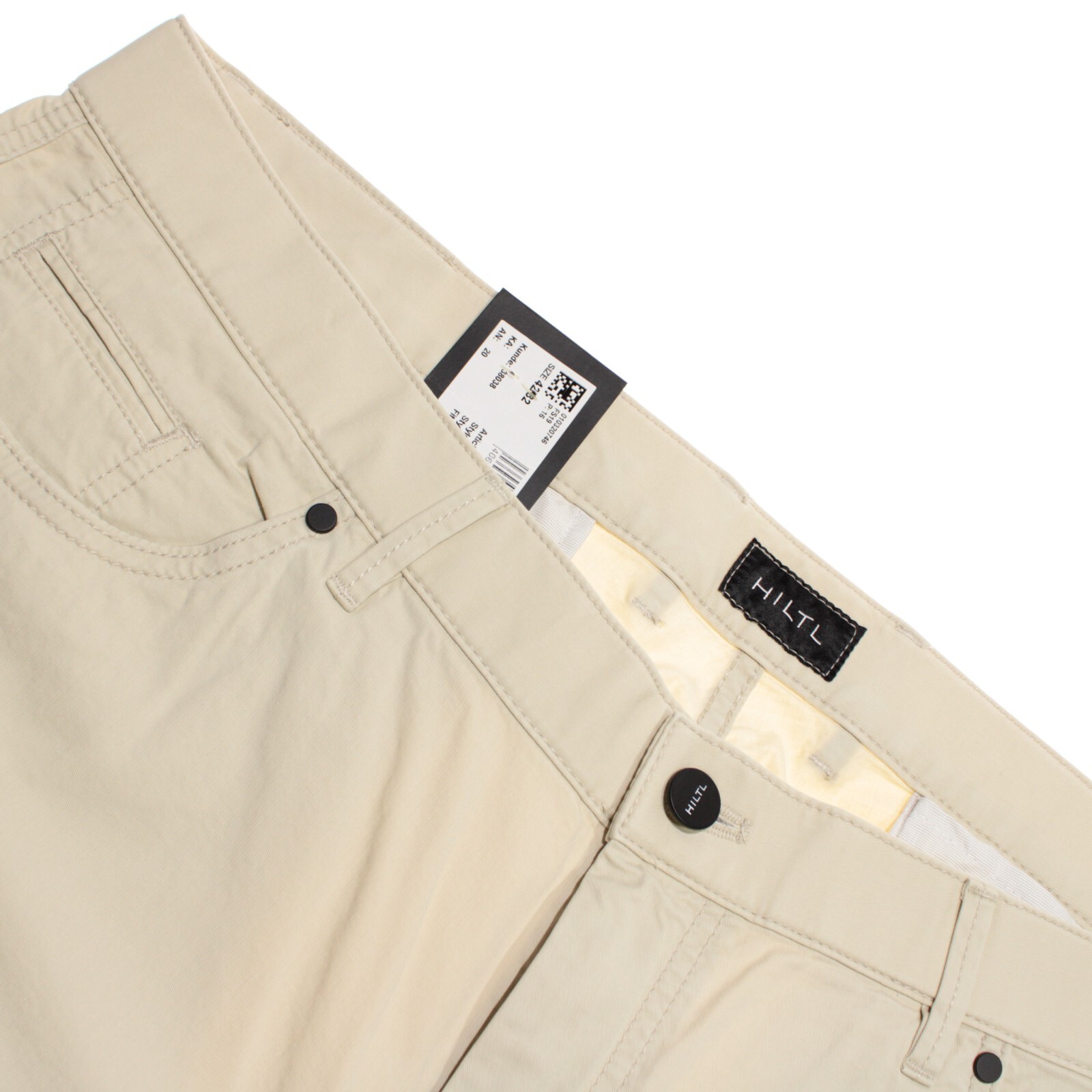 Hiltl NWD Cotton Blend 5 Pocket Jean Cut Pants Size 42 US Dude In Solid Beige