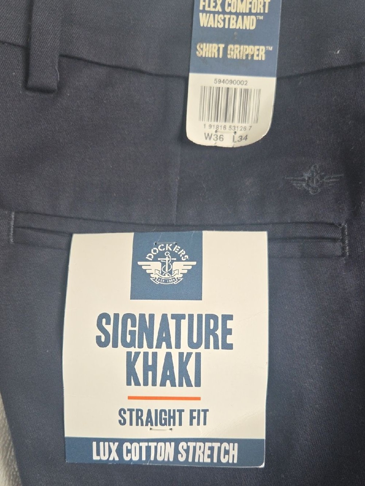 Dockers Signature Khaki Straight Fit Pants 36×34 NWT Navy Flat Front NWT