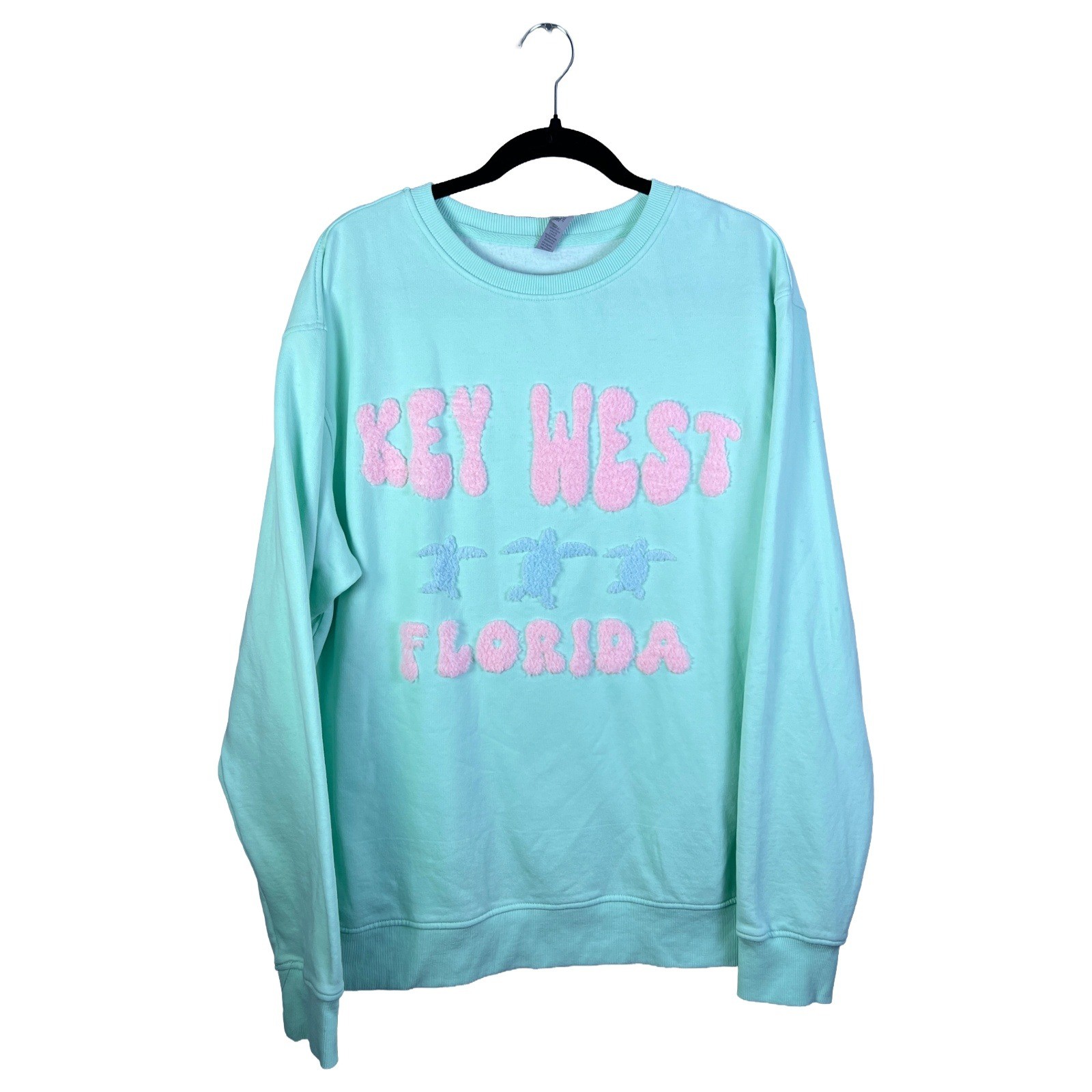 US Apparel Key West Sweatshirt Women’s 2XL Mint Green Sea Turtles Coquette