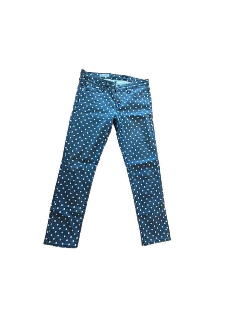 AG Adriano Goldschmied The Stevie Polka Dot Slim Straight Leg Jeans Sz 28r