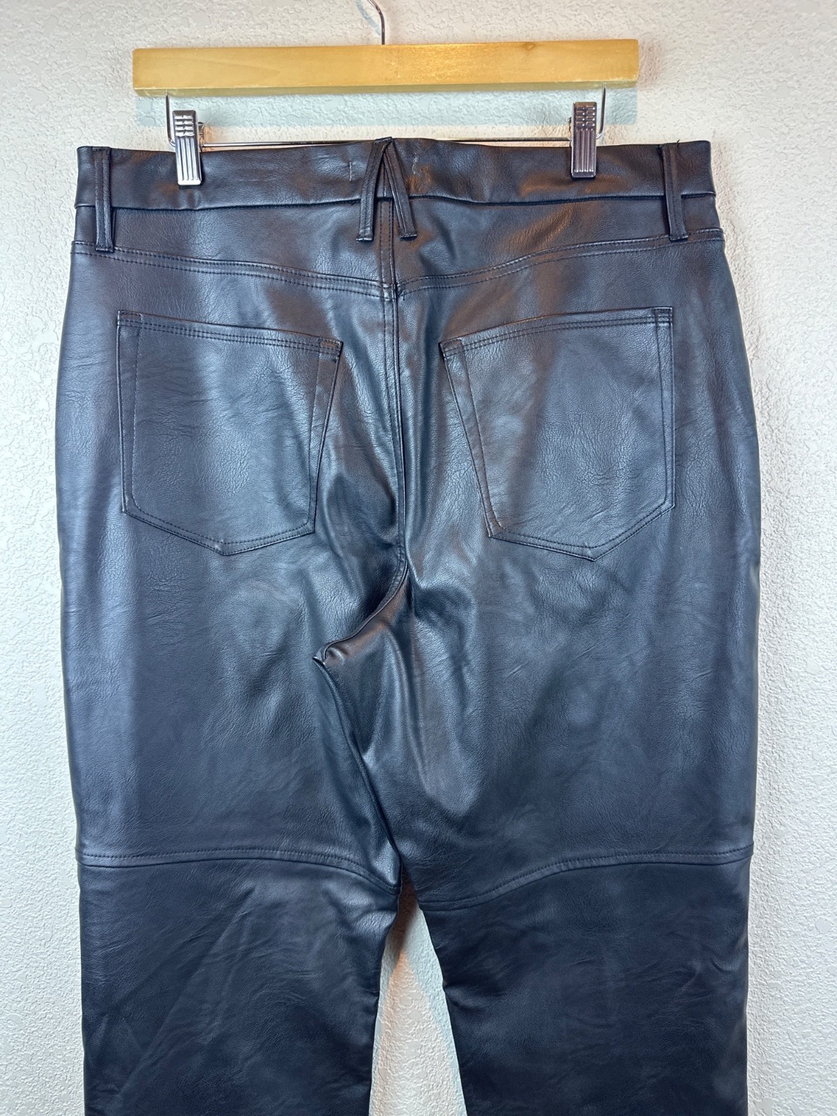 Good American Faux Leather Pants Black Size 15 High Rise Straight Leg 1X