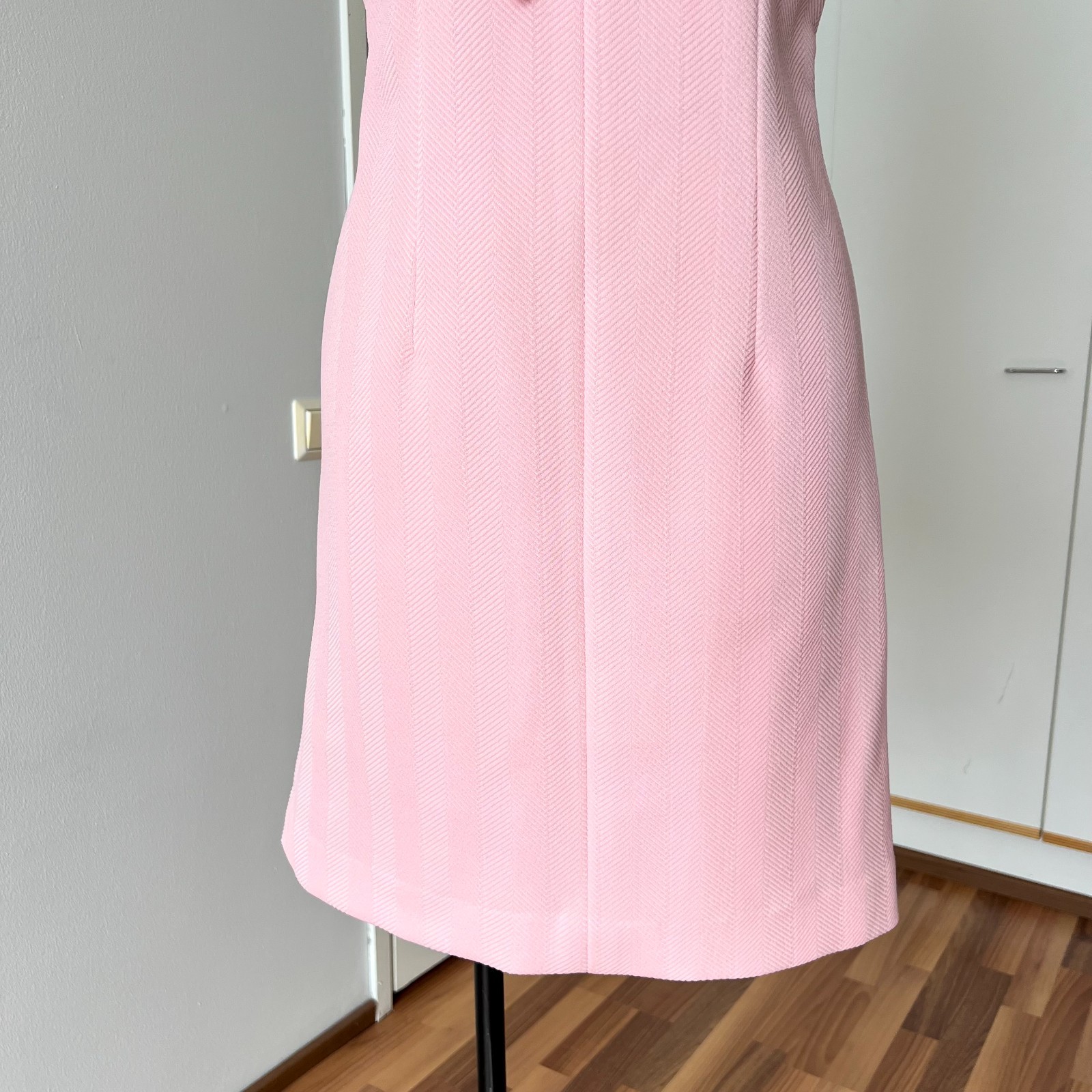 60s 70s Pink Mod Shift Mini Dress Sleeveless Aline Twiggy Style Go Go Space Age