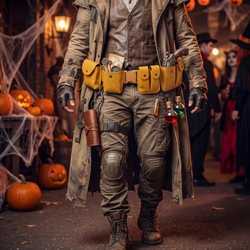 Halloween PU Leather Utility Belt Costume Belt Cosplay Accessory Yellow Bat