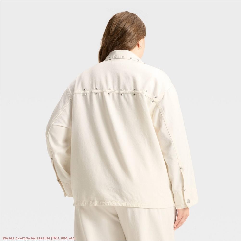 Women’s Studded Chore Denim Jacket Universal Thread White XXL *SEE DEAL!!!*