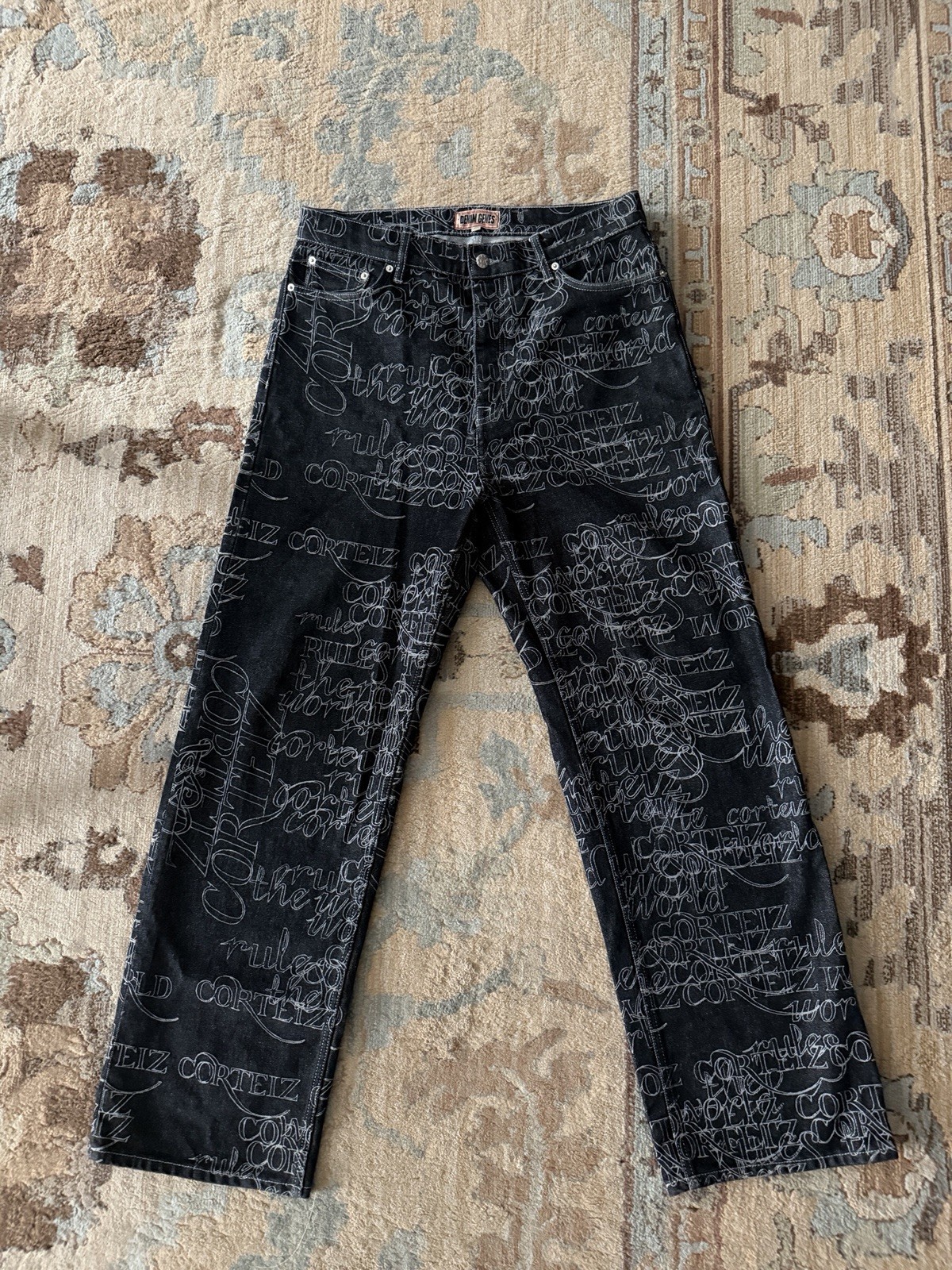 Corteiz Script Logo Baggy Denim Jeans Size 34 Rare