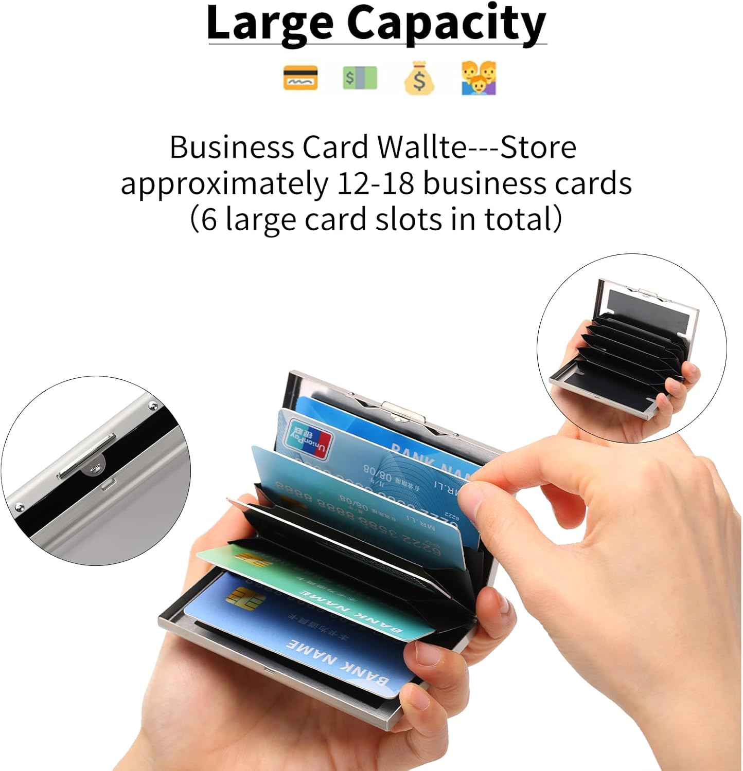 Stainless Steel Credit Card Wallet RFID Blocking Metal Case Pocket Business Card