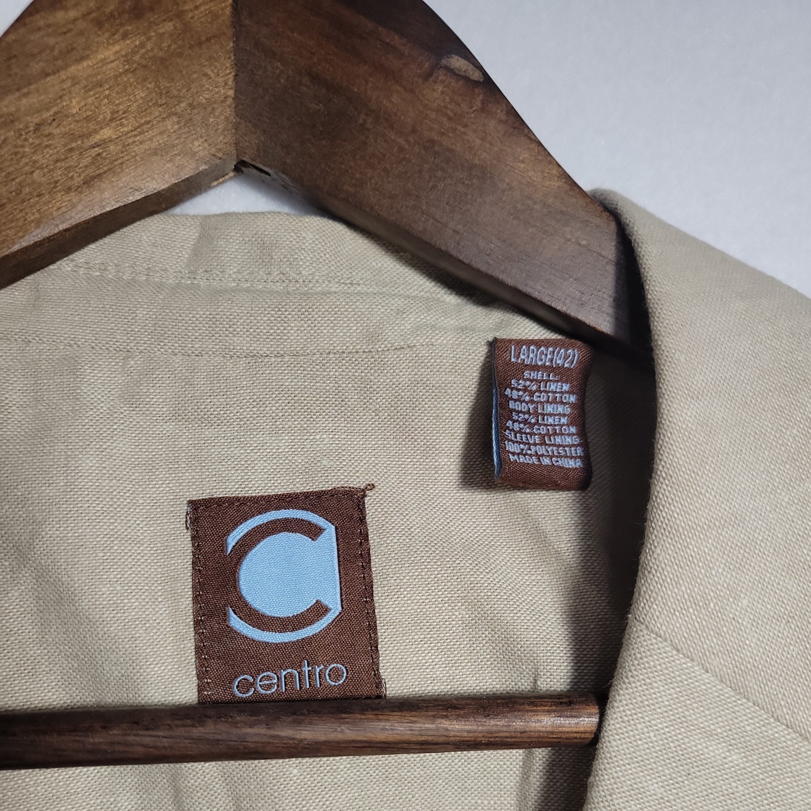 anytime Sport Coat/Blazer, mens L, 42, beige cotton, Casual,