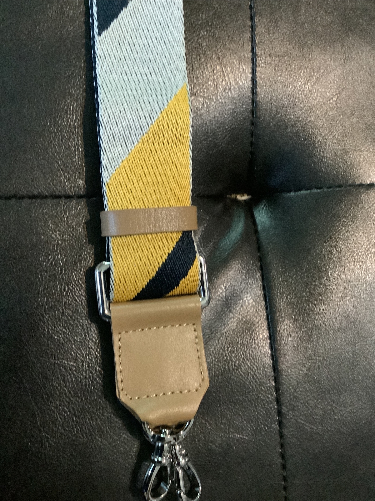 Multi Color Crossbody Strap Yellow-Gray-Black With Silver~ Up to 60”