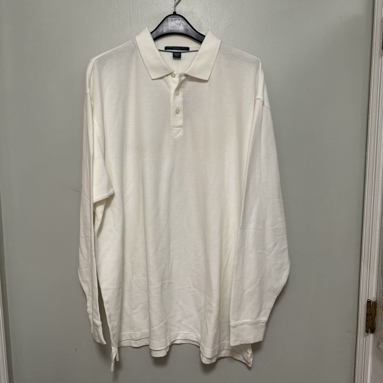Chestnut Hill Polo Performance Knits Mens 3XL Ivory long sleeve shirt New