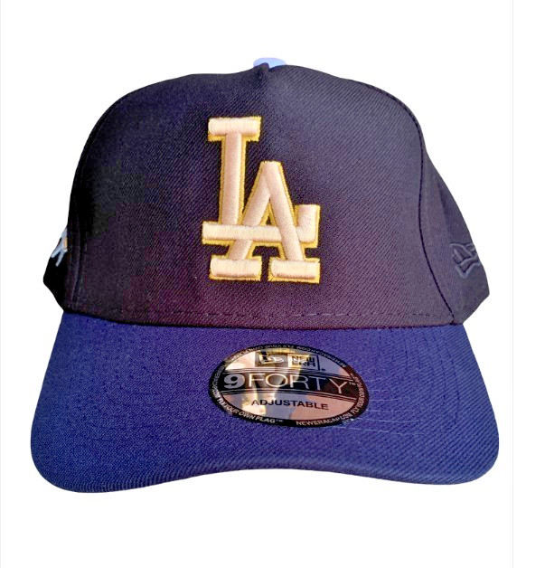 LA Dodgers Black + Navy + Gold Baseball Cap w/Shohei Ohtani caricature