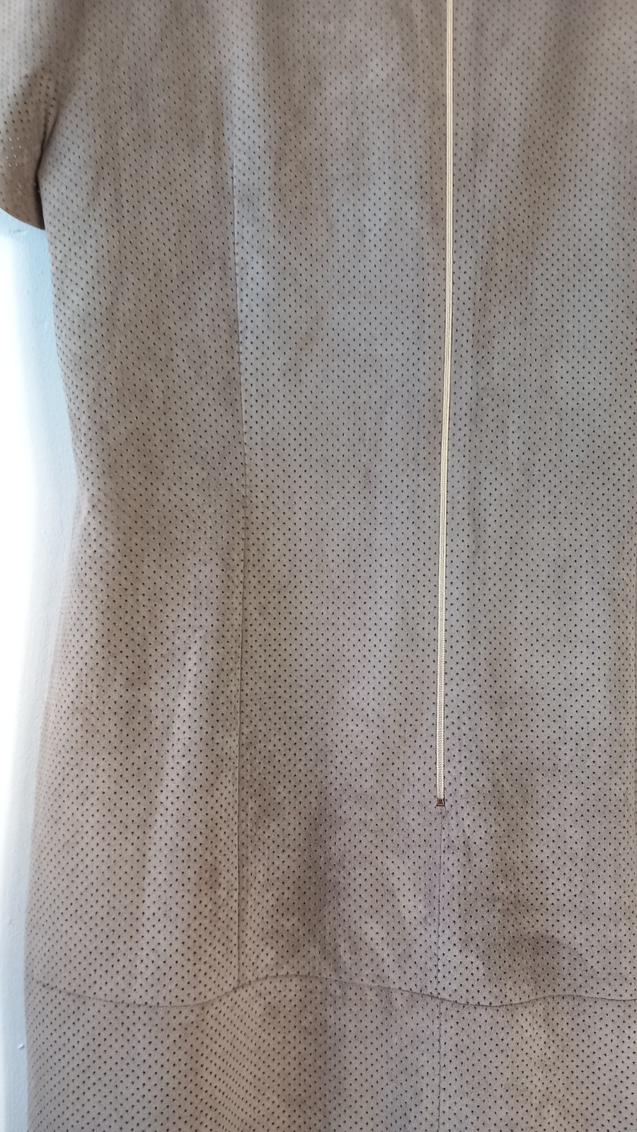 Apanage beige camel suede feel dotted short sleeve shift dress sz 16 *flaw*