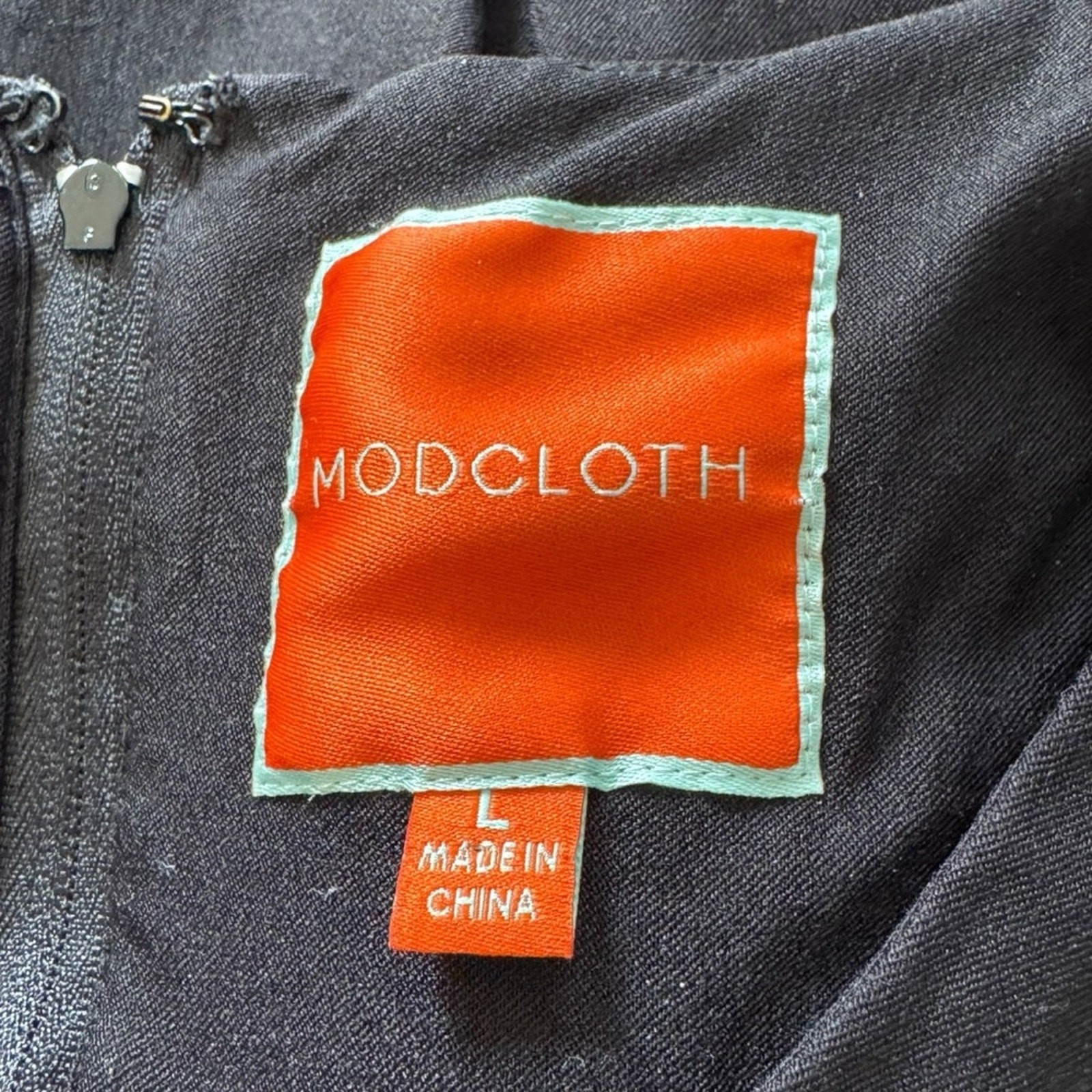 ModCloth Large Black Rayon/Nylon/Span “Sartorial Secret” Belted Fit Flare Dress