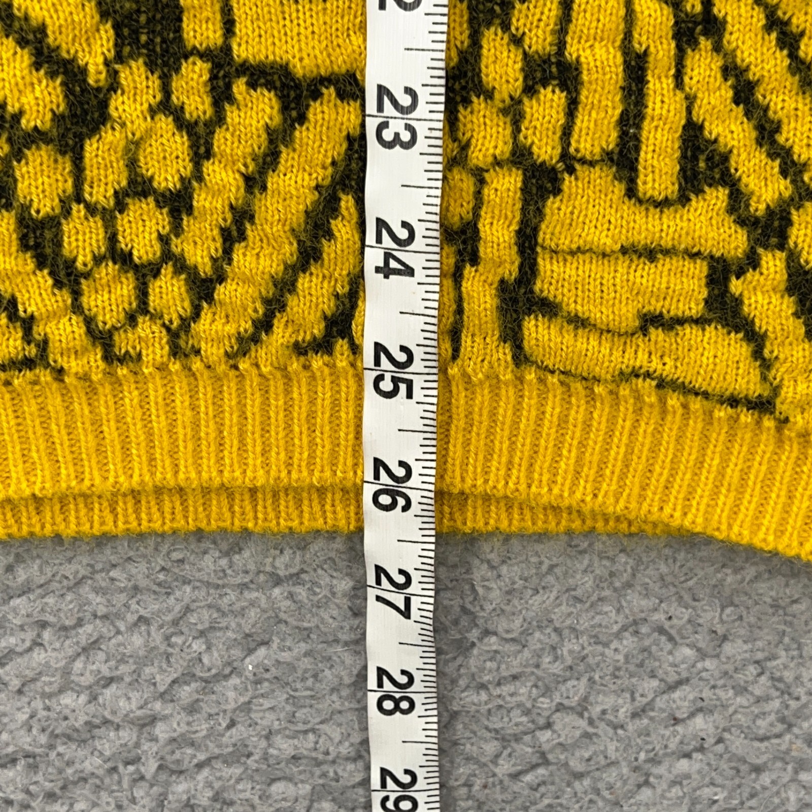 Alberoy Cardigan Sweater Womens Medium Yellow Geometric Vintage Hipster Retro