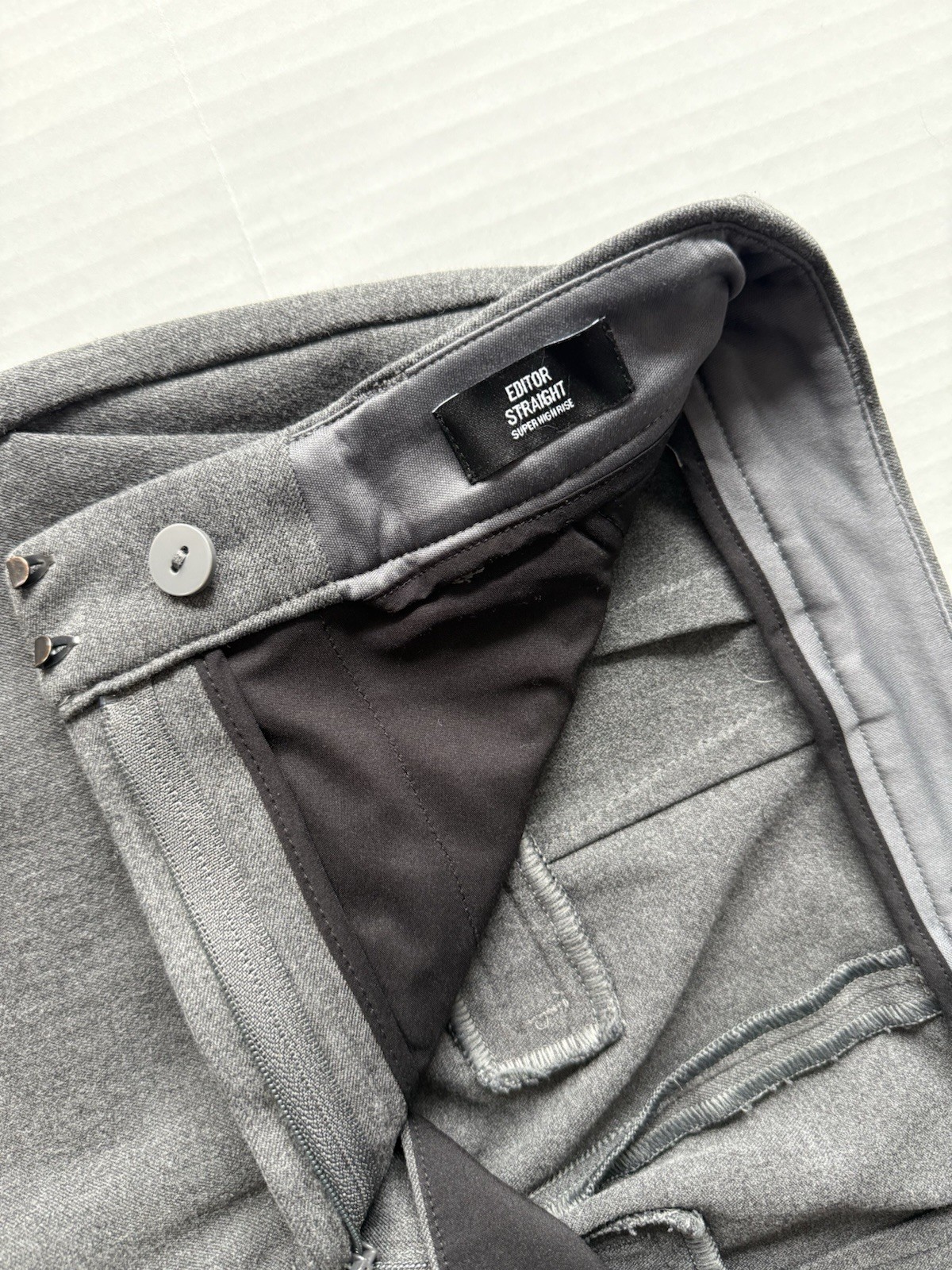 Express Editor Super High Waisted Straight Ankle Pant Heather Gray Size 6