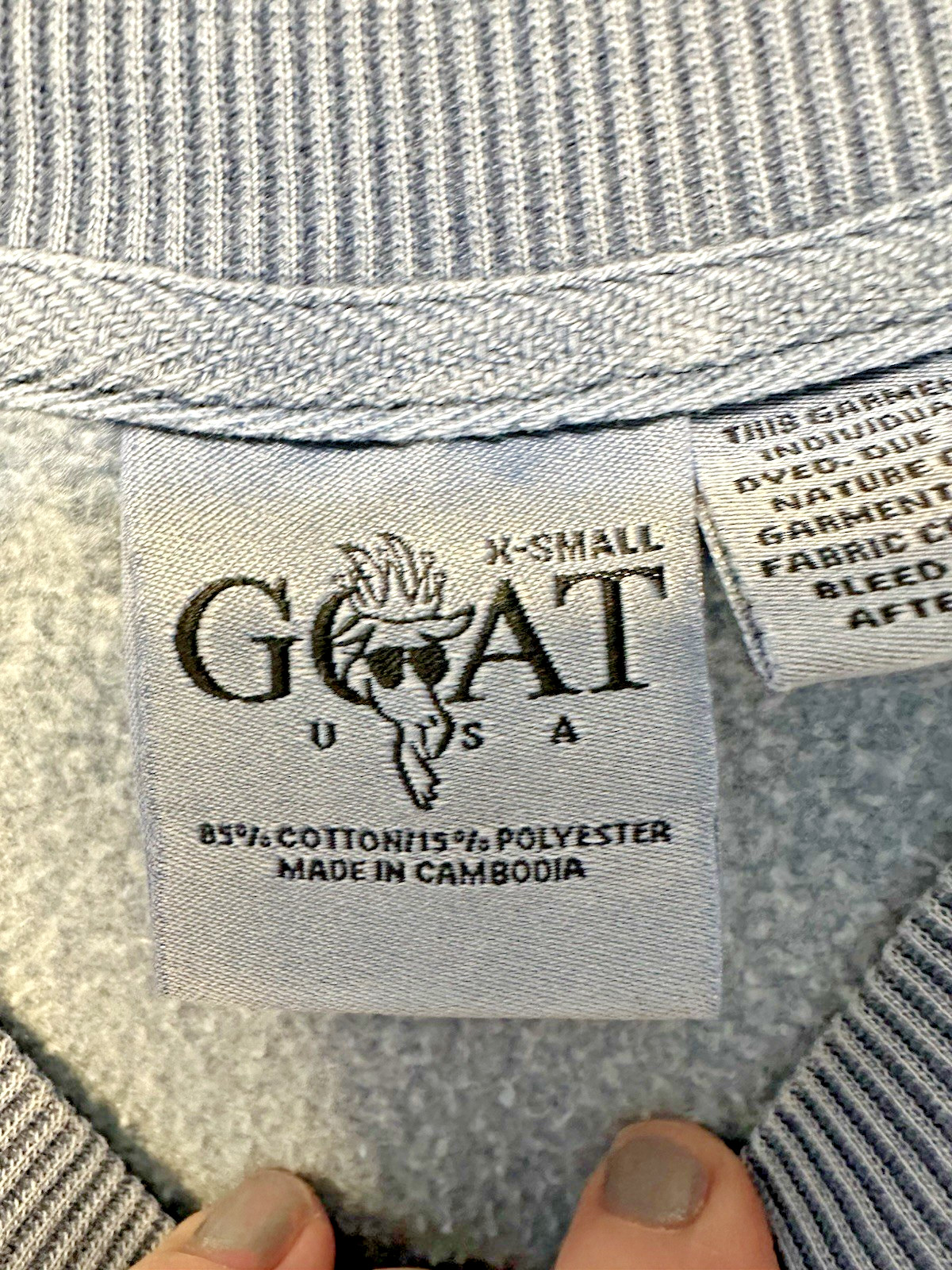 GOAT USA Linden Crewneck Sweatshirt Pepper Gray Men’s XS Vintage Wash