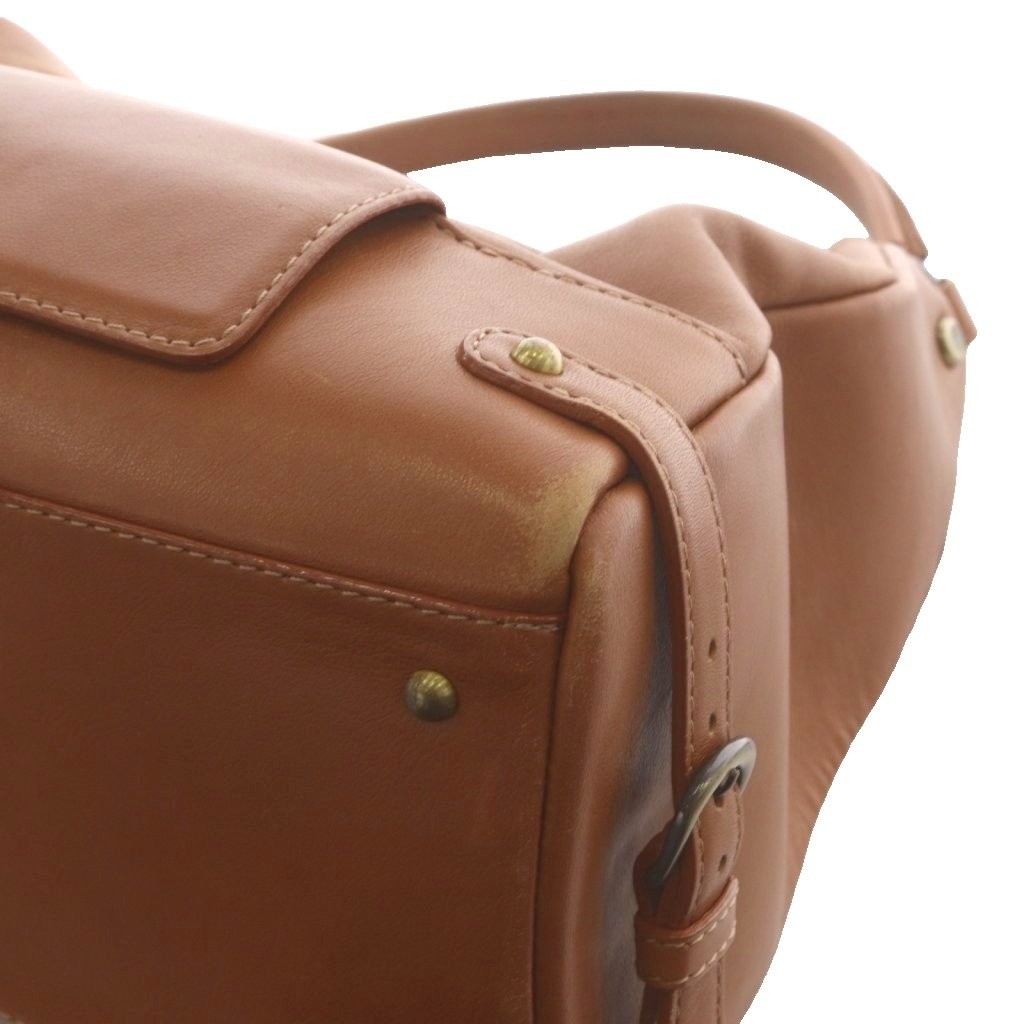 Ginza Kanematsu Leather Shoulder Bag Brown AB 11×5.1in Vintage Condition