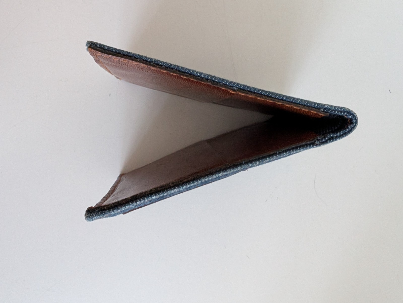 Vintage Levi Strauss denim leather wallet bifold two horse patch steerhide USA