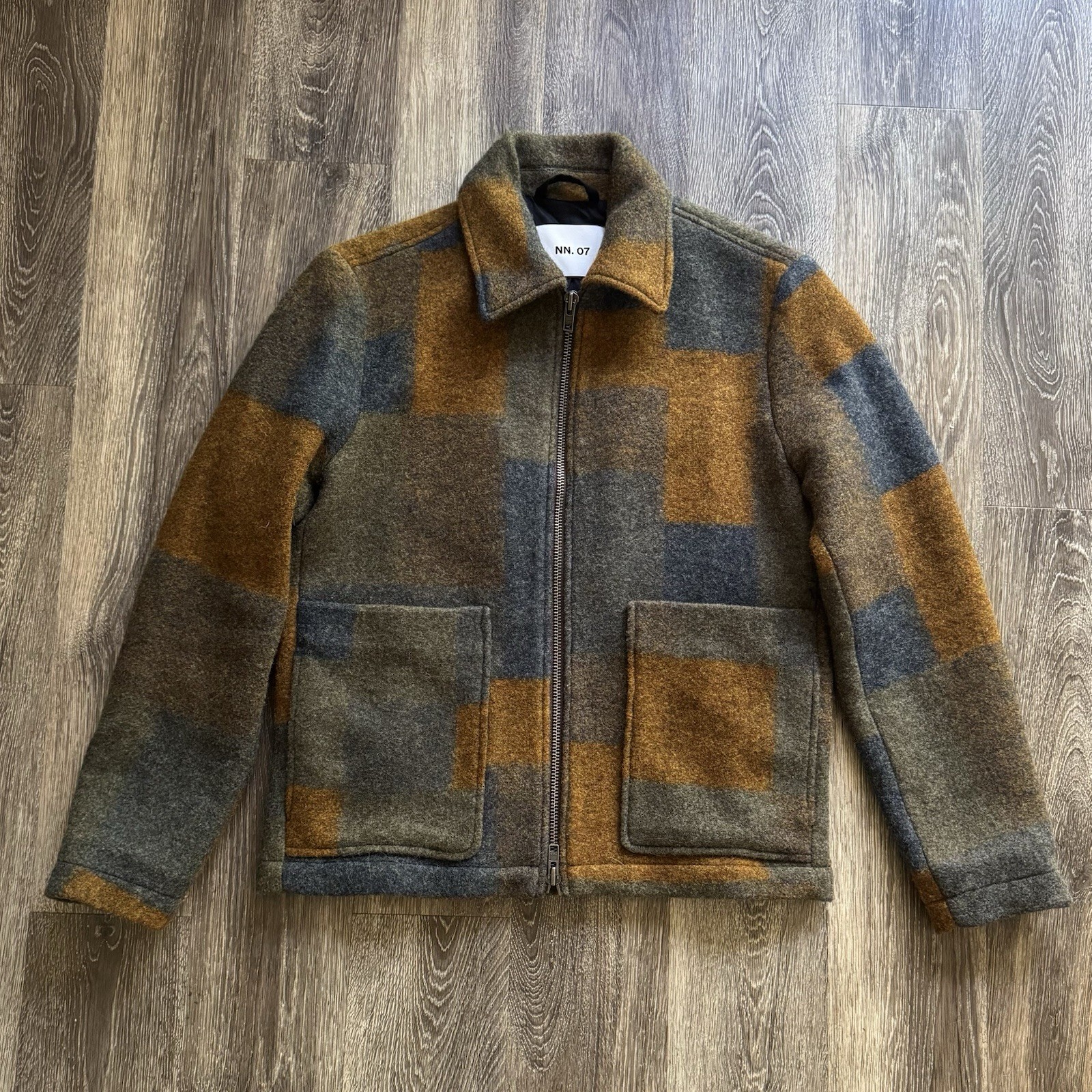 Men’s NN07 No Nationalities Gael The Bear Carmy Wool Jacket Brown Green Size M