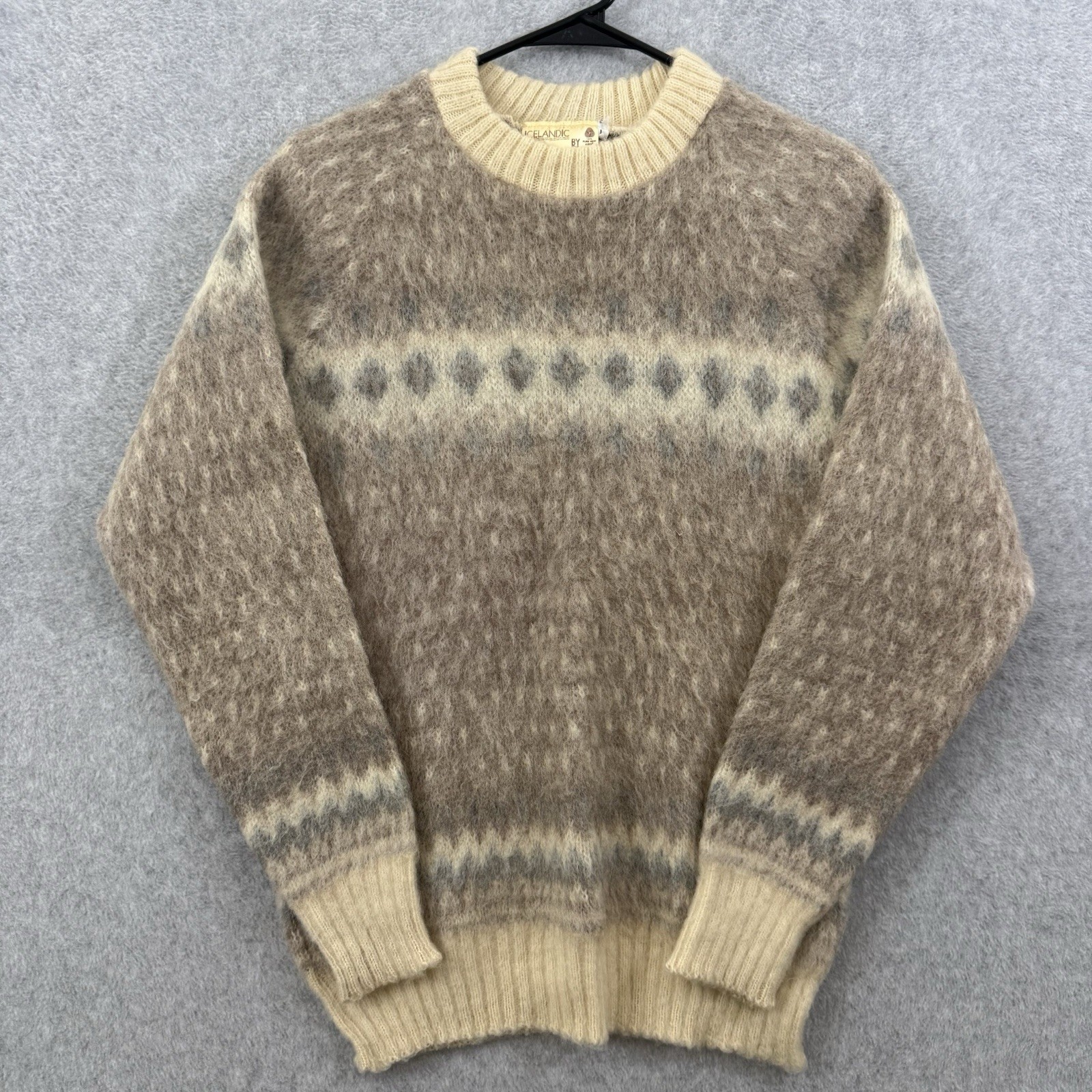 Vintage Icelandic GE-KA 100% Pure New Wool Sweater Mens L Brown Made England