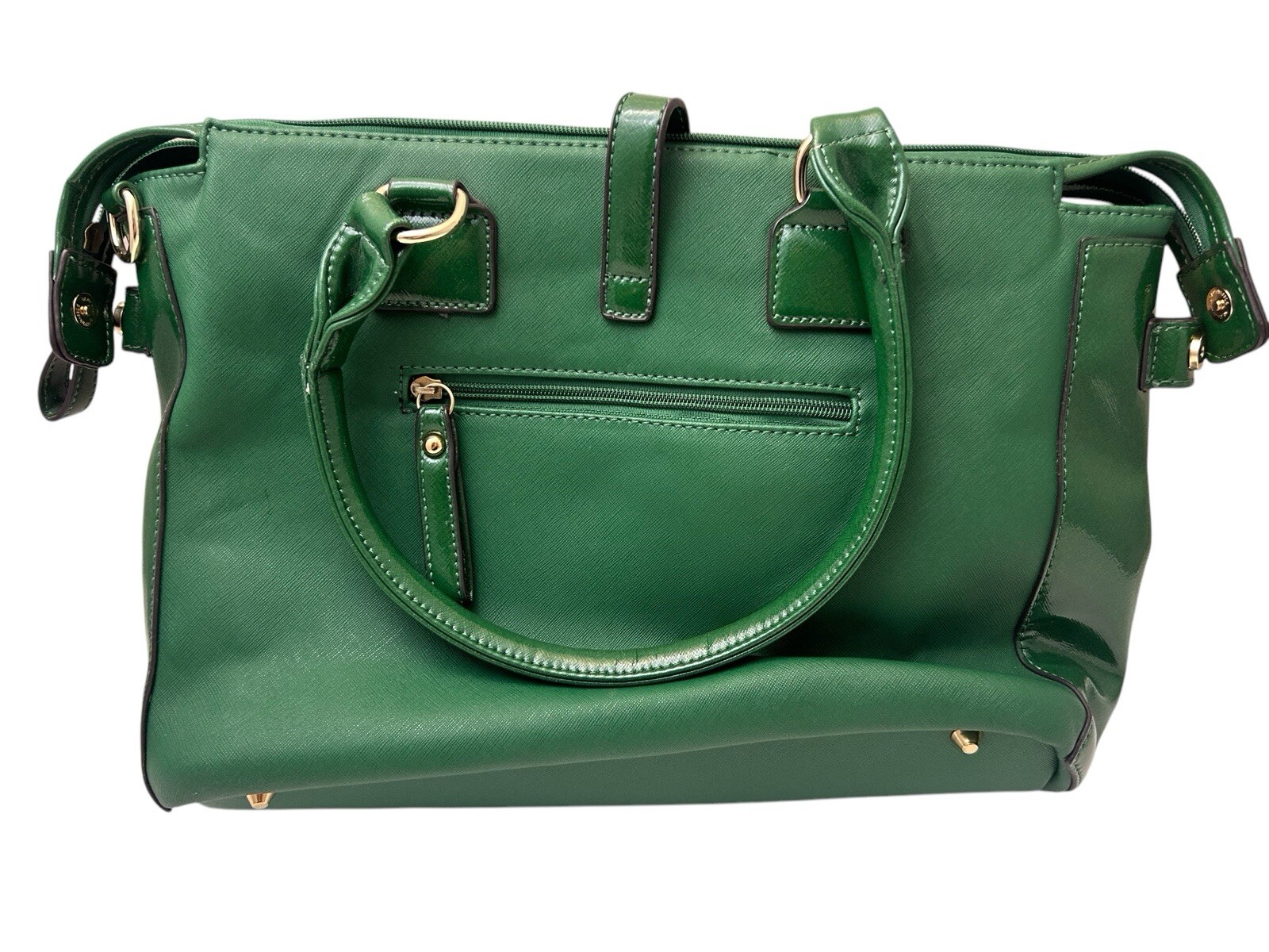 Black Rivet Green Leather Purse 16″” L x 11″ H x 4″ W E6