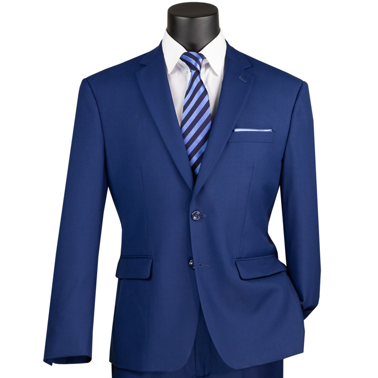 VINCI Men’s Twilight Blue 2-Button Suit w/ Adjustable Waistband, Reg-Fit – NEW