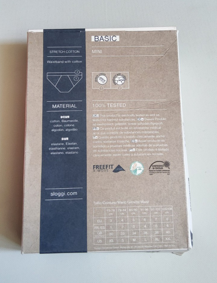 SLOGGI Mens Basic 2 Pack Mini Brief – Grey – M – W34″