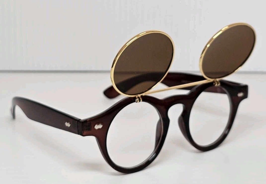 Trendy High Fashion Chic Flip Up Perfect Circle Round Sunglasses