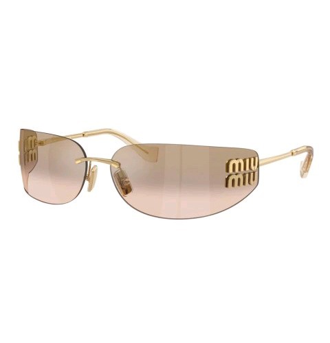 Miu Miu MU A51S 5AK20P Unisex Rectangle Sunglasses in Gold with Brown Lens 100%