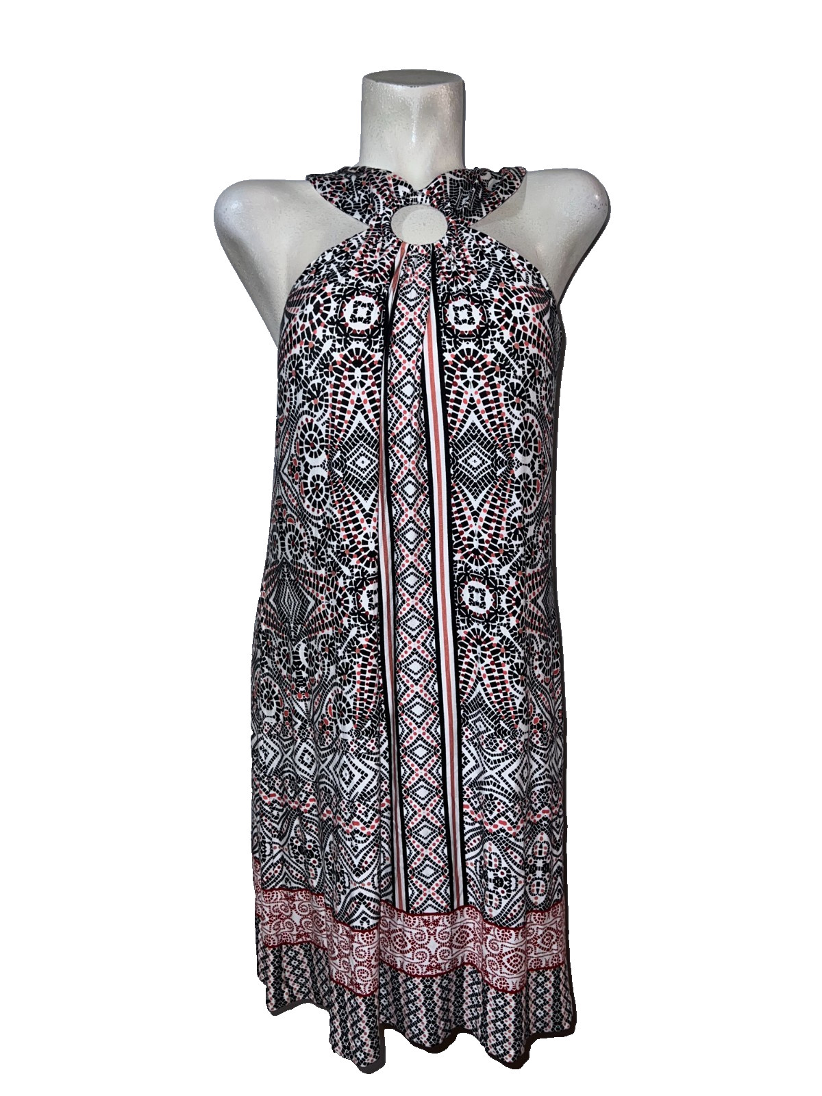Soma Multi Sleeveless Ring Accent Sleeveless Dress w/Built In Bra Knee Length M