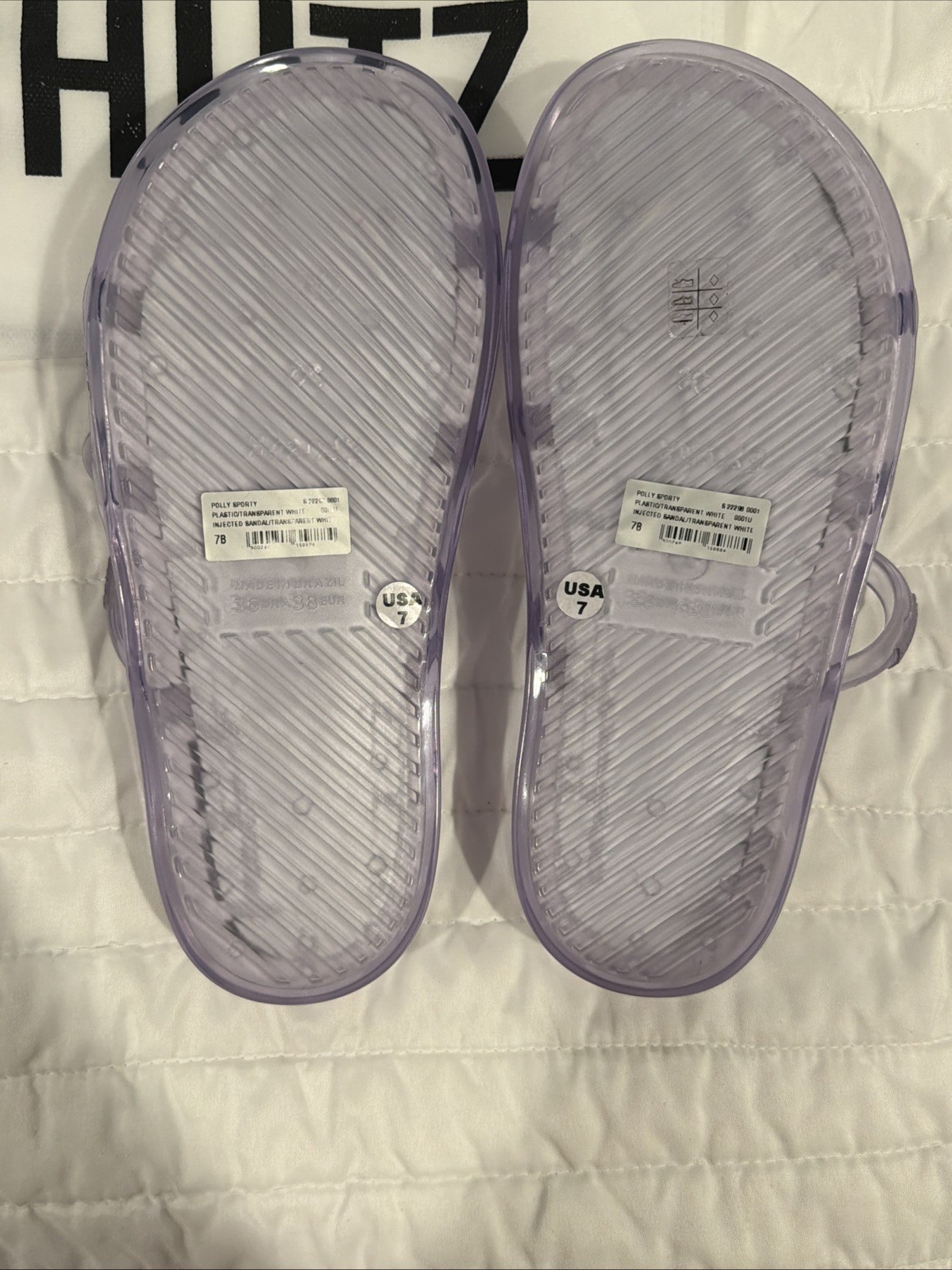 Schutz Polly Sporty Injected Sandal Size 7B Plastic/Transparent White