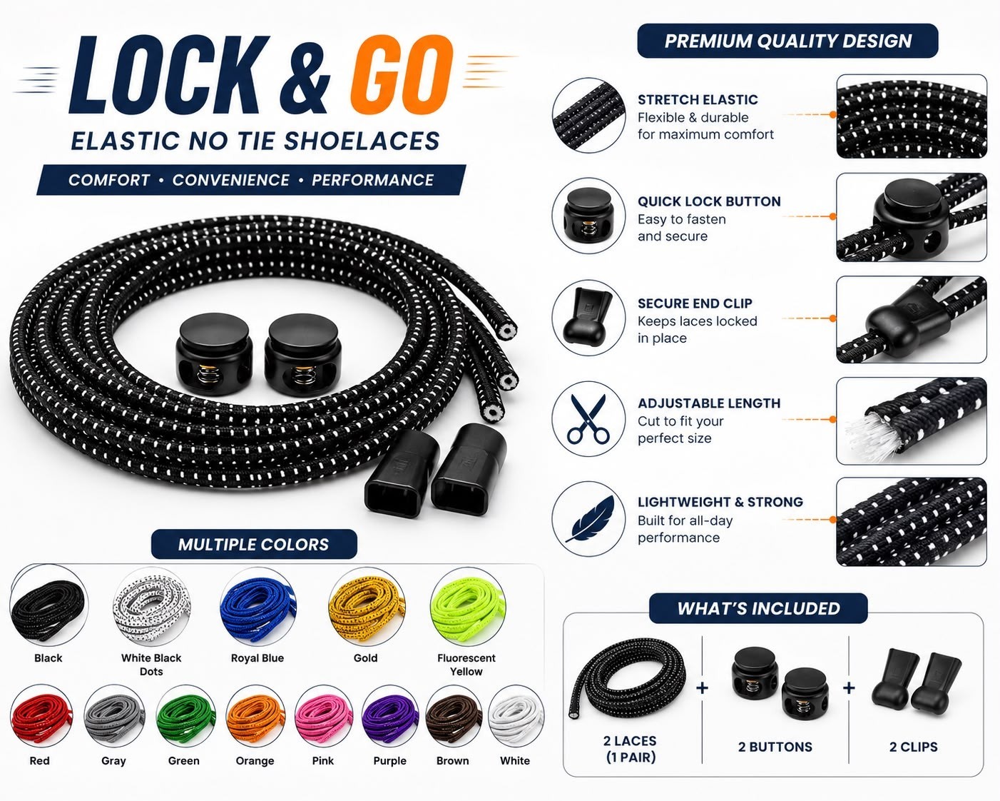 No Tie Elastic Shoe Laces Lock Stretch Sneakers Running Shoes Quick Lace System