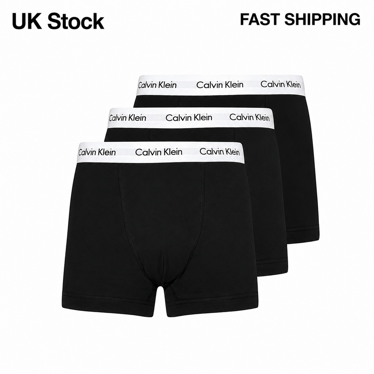 Men’s 3 Pack Boxer Shorts Trunks-ALL BLACK WITH WHITE BELT