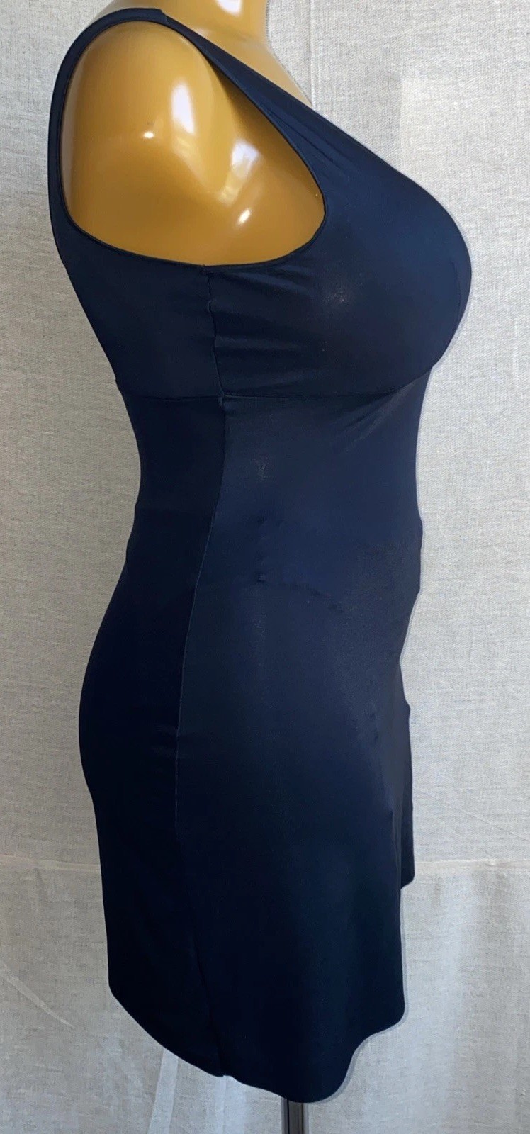 M&S Shape Wear Slip, Black Slippery Satin Nylon, UK 18