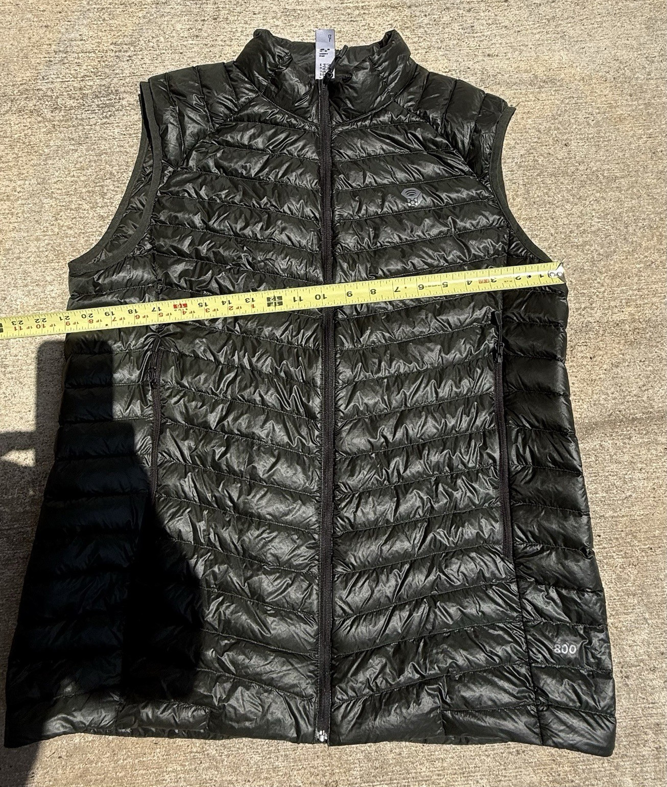 Mountain Hardwear 800 Fill Down Lightweight Puffer Vest Full Zip Pockets L green