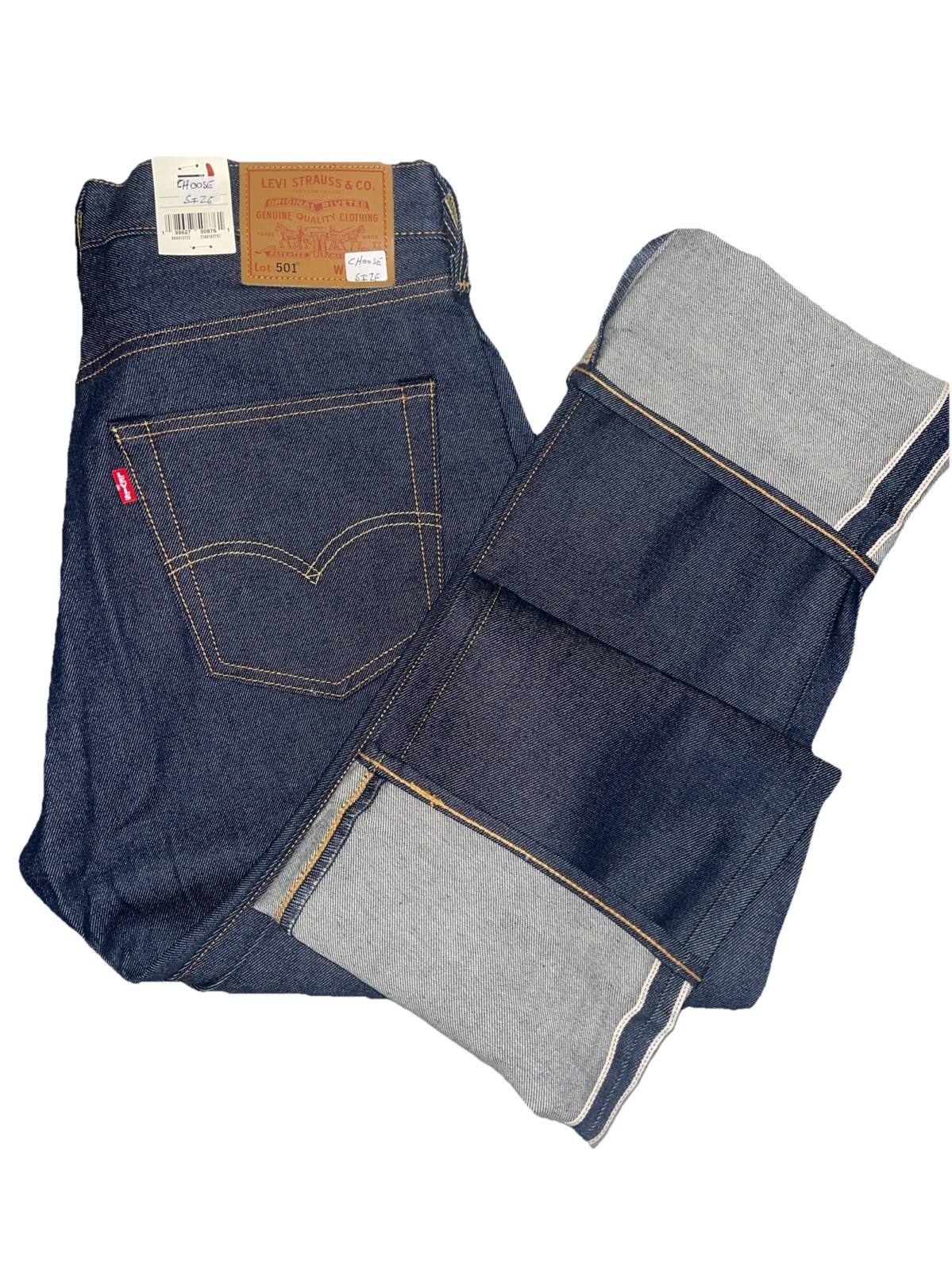 Levi Premium 501 Original Fit Selvedge,Blue Shrink TO Fit Rigid Choose Sizes
