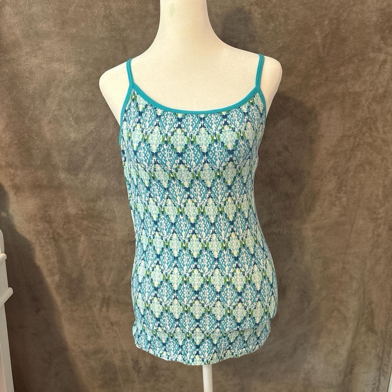 Y2K Blue and green Boho fitted tank top