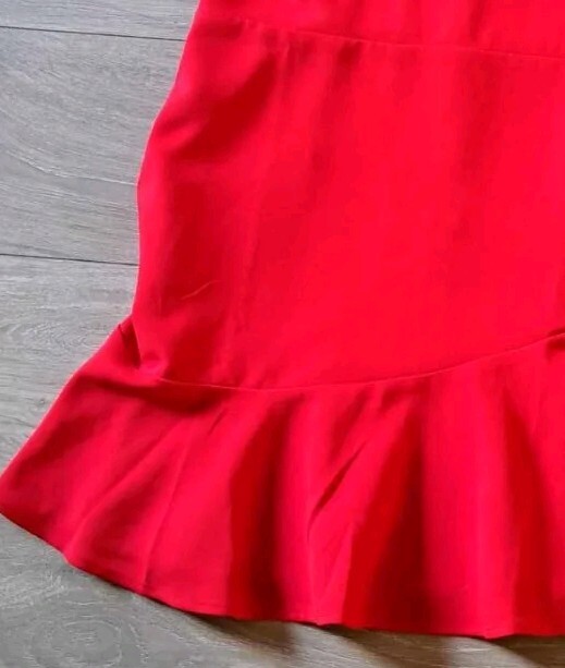 Dusk By Roman Red Stretch Sleeveless Peplum Hem Dress Smart Occasion Office UK16