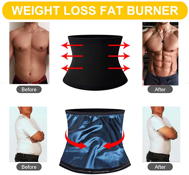Mens Heat Trapping Waist Trainer Sweat Body Shaper Thermo Sauna Belt Weight Loss