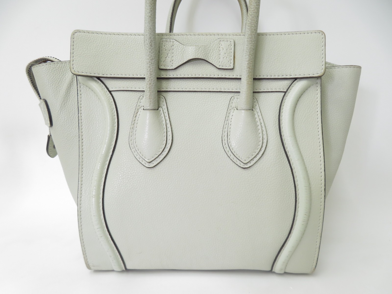 Authentic CELINE Luggage Micro Shopper Suede Leather Hand Bag I#52910