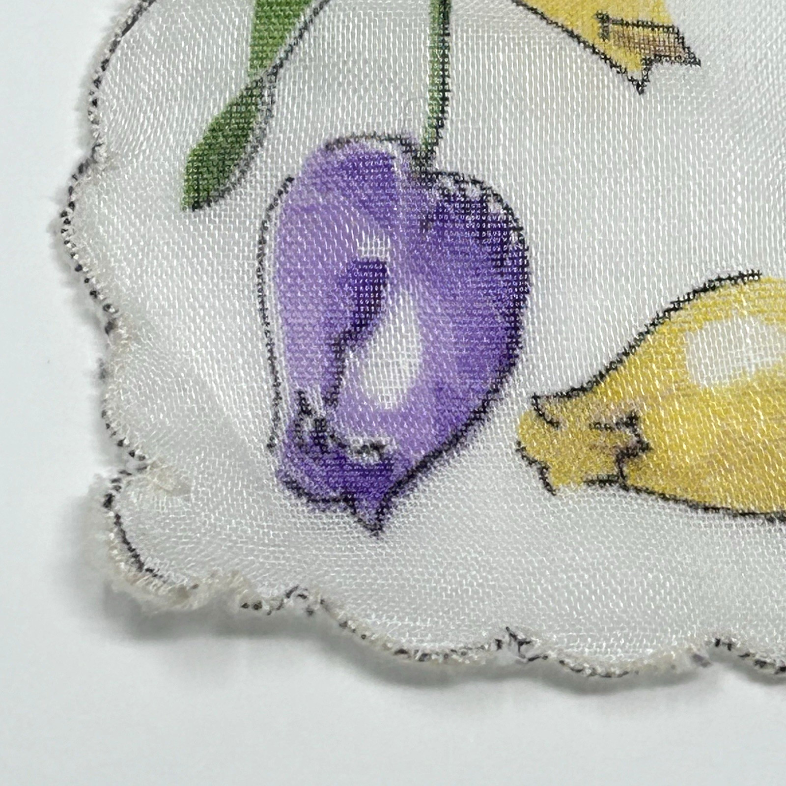 Vintage 1950s Purple Yellow Tulips Handkerchief Dutch Windmill Ship 12.75″