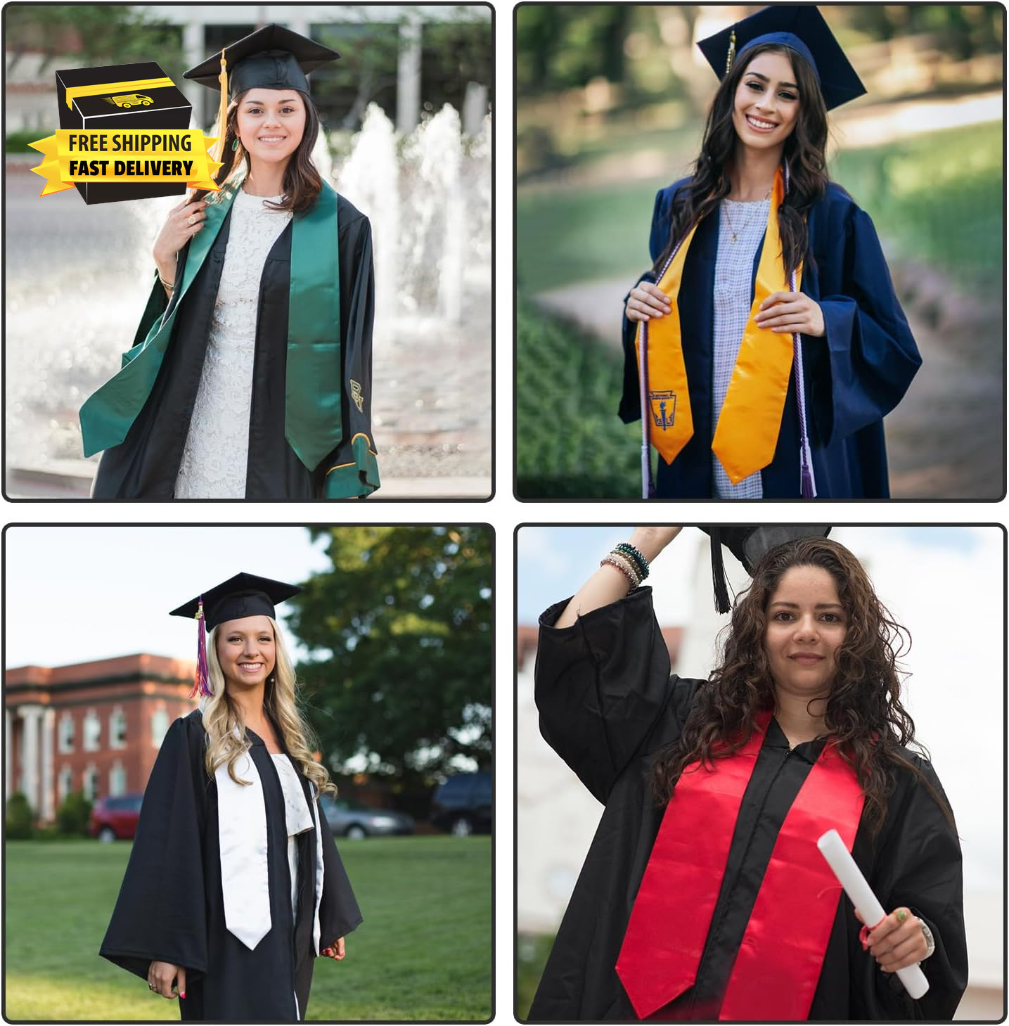 Graduation Stole,Stoles for Graduation Sash Class of 2026 Plain Unisex Adults Gr
