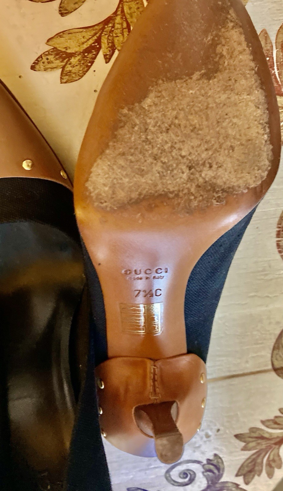 Tom ford For Gucci Circa 2001 Navy And Brown Leather Heels