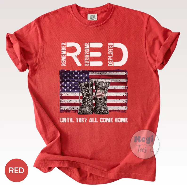 Red Friday Veterans Comfort Tee Shirt Support Our Troops Military Patriotic Gift