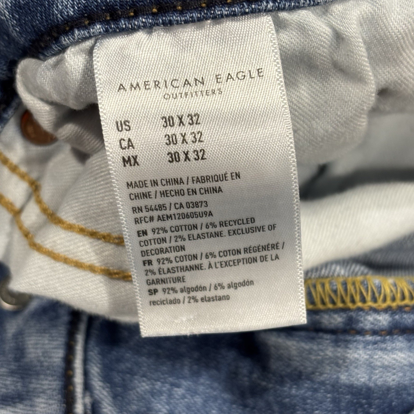 American Eagle Air Flex Original Boot Jeans Mens 30×31 Blue Distressed Denim
