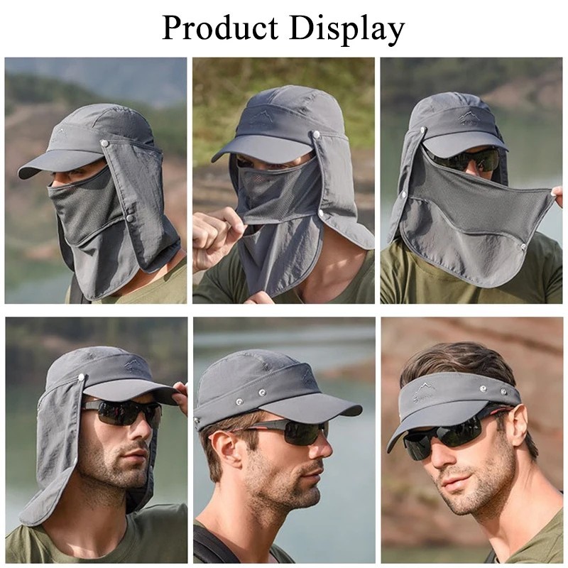 Summer UV Protection Sun Hat Baseball Cap With Neck Face Flap For Fishing Hiking