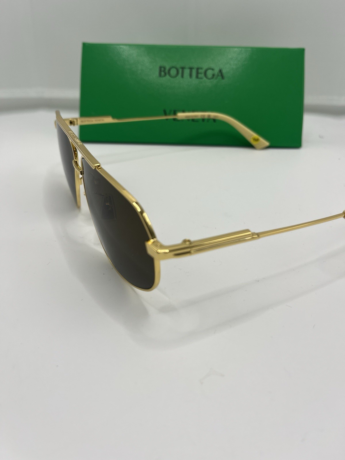 Bottega Veneta BV1194S 002 Gold Brown Aviator Sunglasses 61-12-144 New