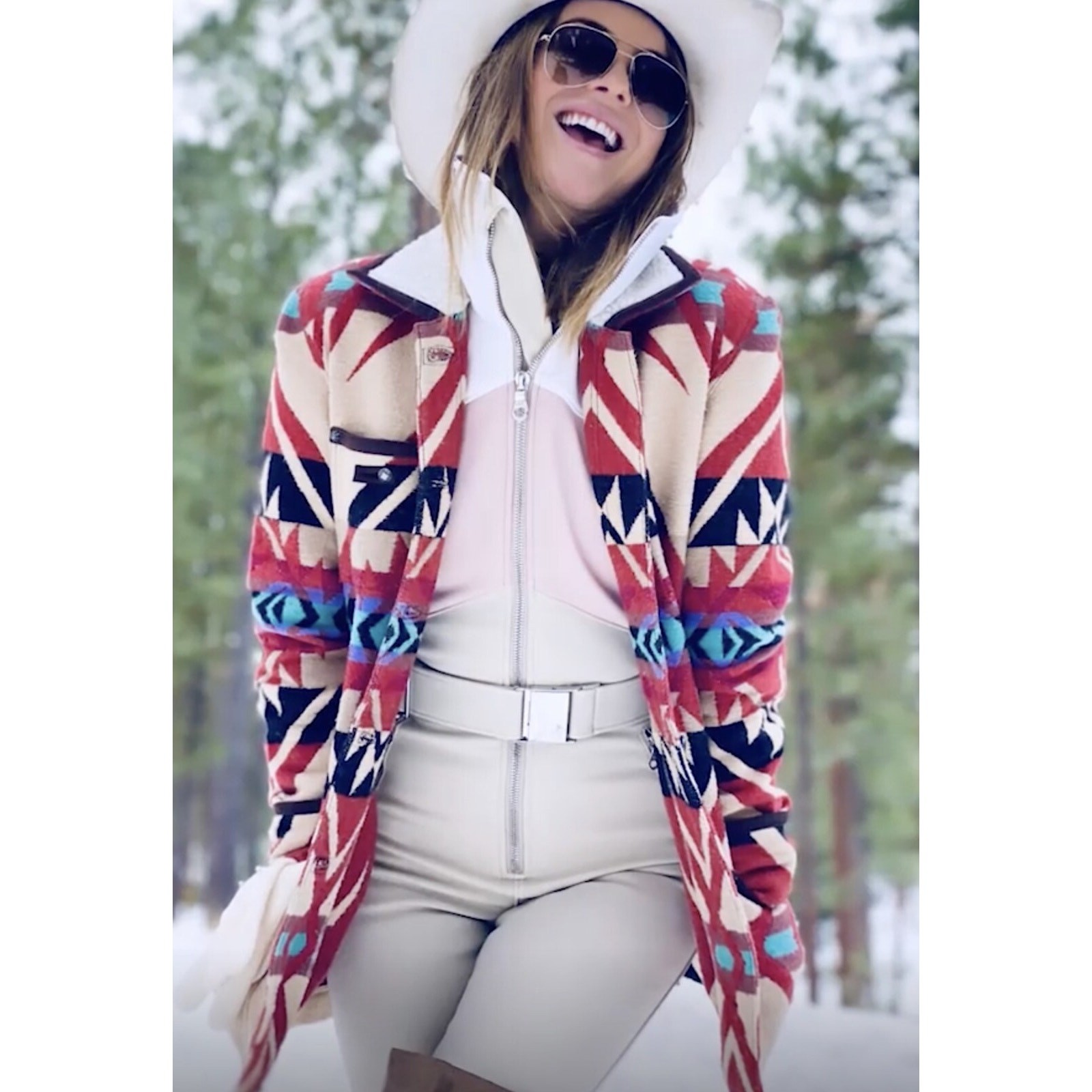 Double D Ranch Sz Large Good Robe Jacket Julianne Hough Aztec Pattern Shearling