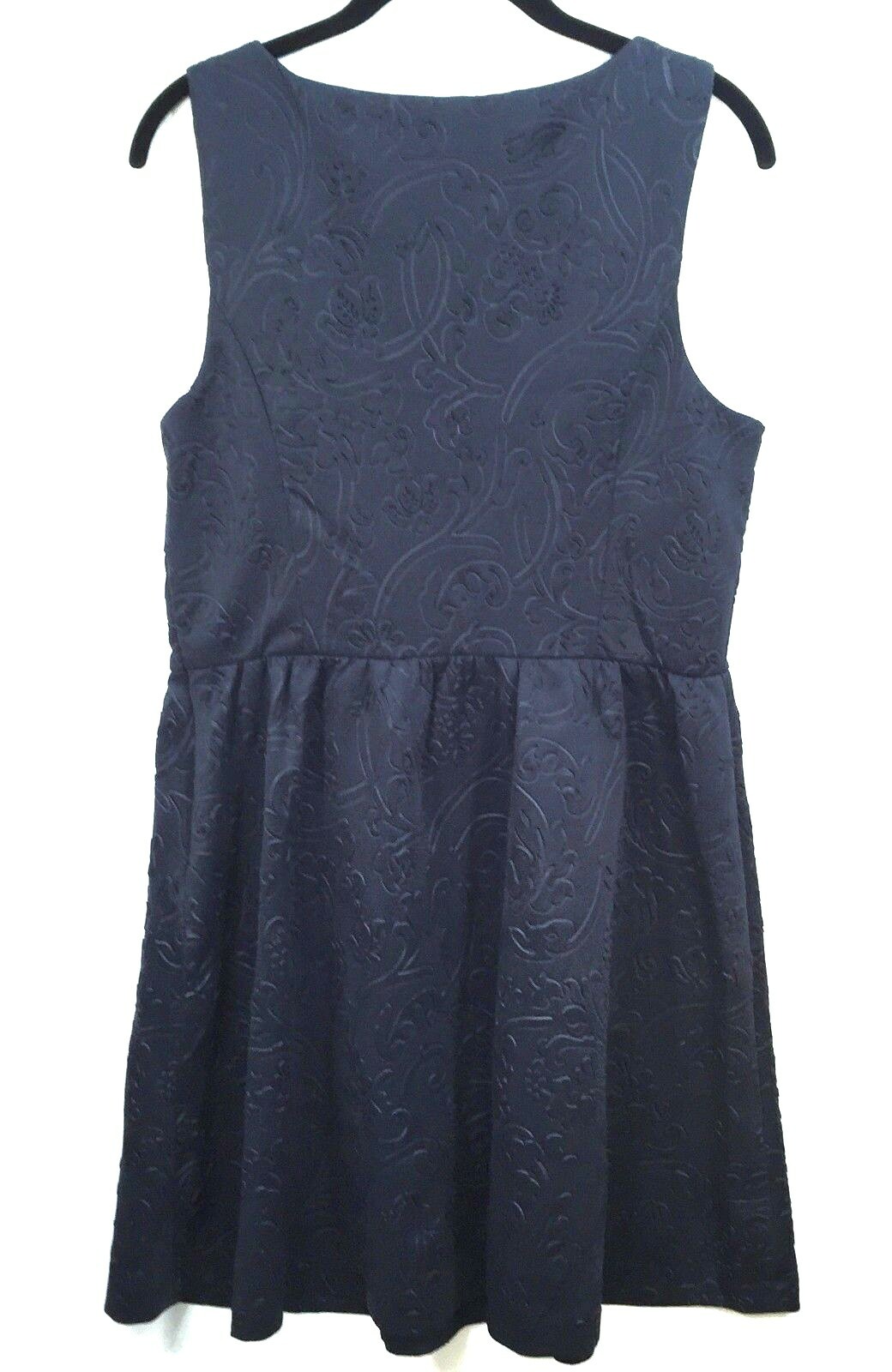 Kensie Dress Size 10 Navy Blue Textured Foliage Sleeveless Side Zipper