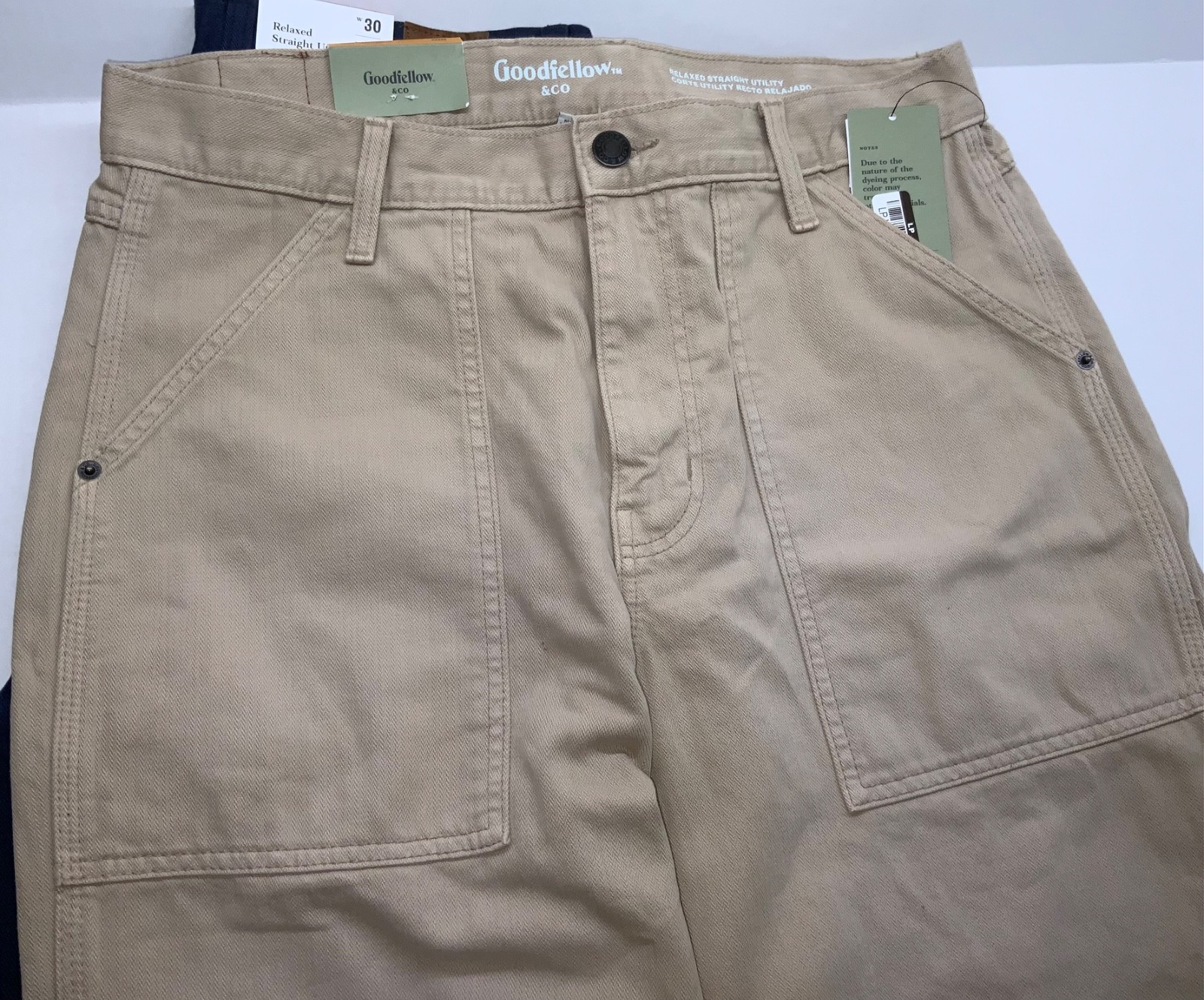 Men’s Vintage Relaxed Straight Fit Utility/Carpenter Pants Midweight Denim