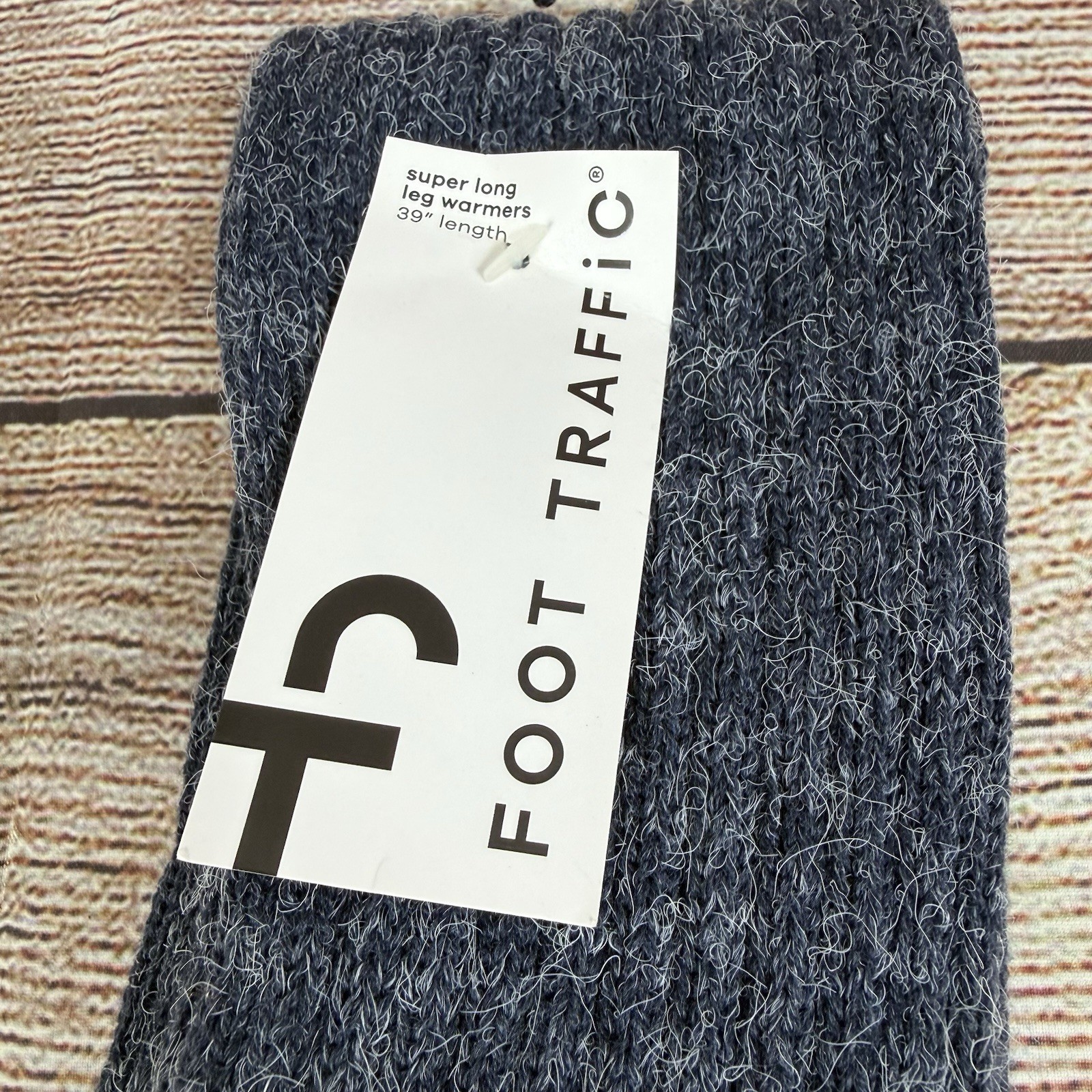 NWT Foot Traffic Super Long Leg Warmers 39″ Length Blue Gray Ribbed